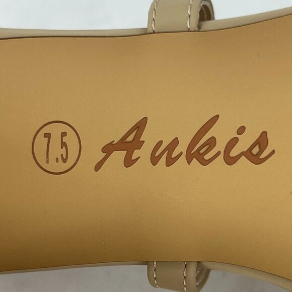 Ankis Womens Nude Gold Cross Strappy Heels Peep Toe Buckle Size 7.5 Stiletto - Picture 11 of 11